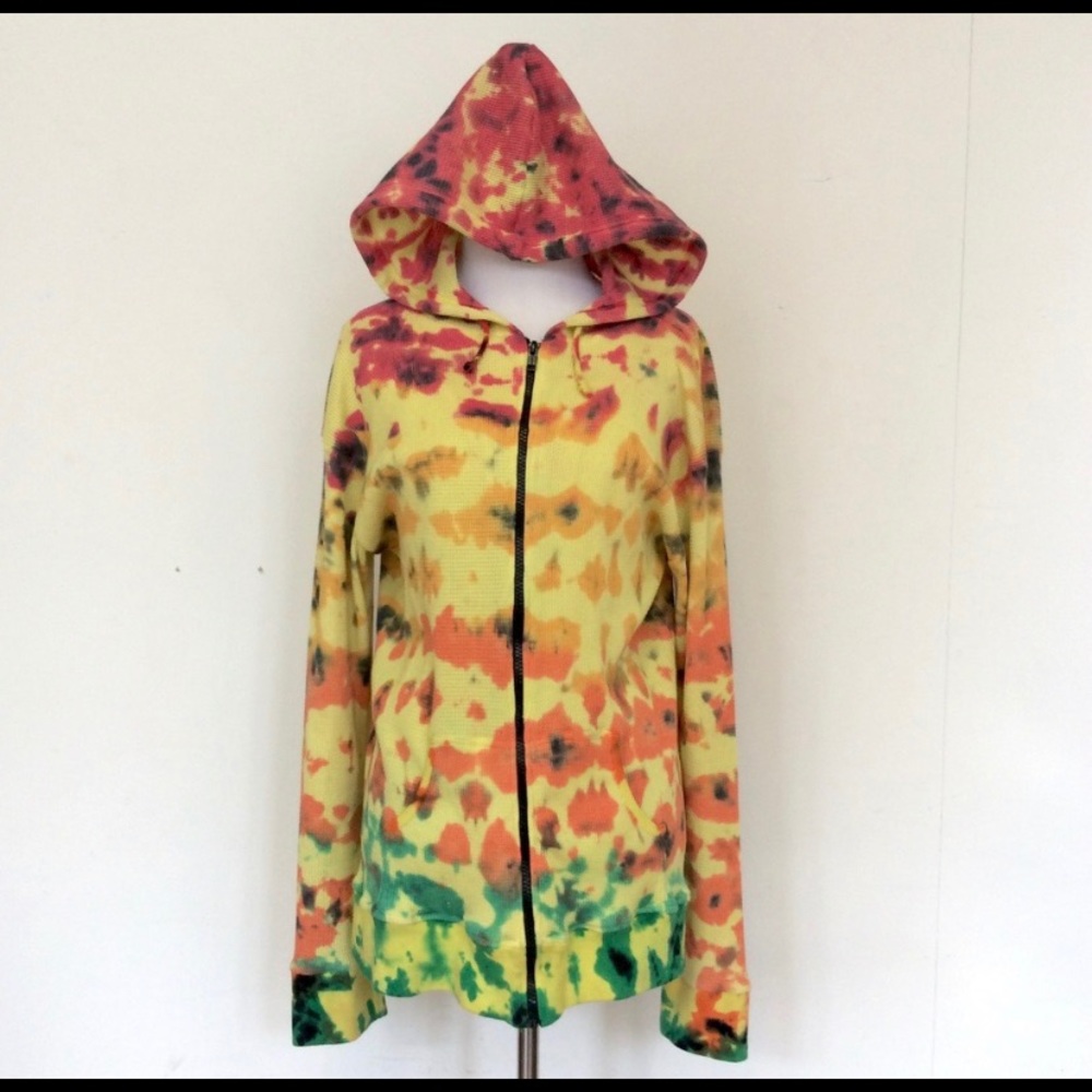Rat and Boa Thermal Zip Up Tie Dye Hoodie